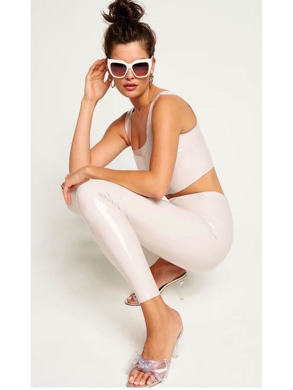 Faux Patent Leather Crop Top White NWT S